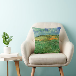 Vlak landschap bij Auvers van Vincent van Gogh Kussen