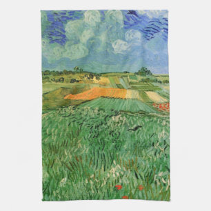 Vlak landschap bij Auvers van Vincent van Gogh Theedoek