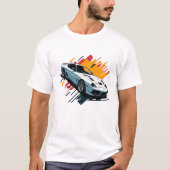 vlak ontwerp van de retro-auto, zeer gedetailleerd t-shirt (Voorkant)