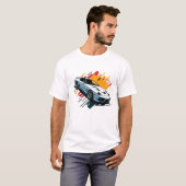 vlak ontwerp van de retro-auto, zeer gedetailleerd t-shirt (Voorkant volledig)