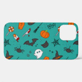 Vlak-Stijl Halloween Turquoise Patroon. Case-Mate iPhone Case (Achterkant (horizontaal))