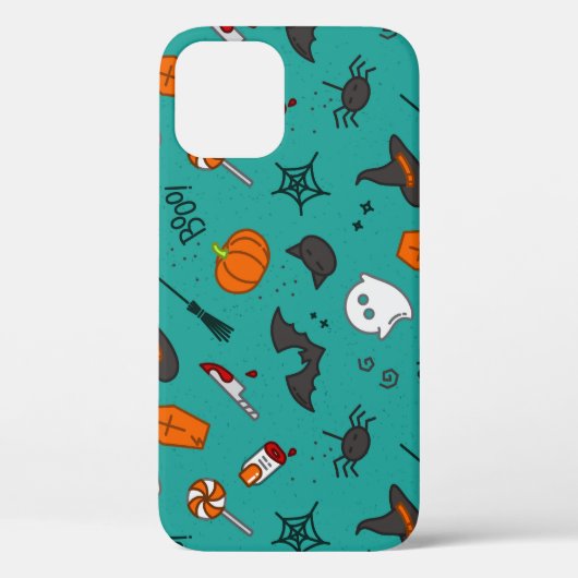 Vlak-Stijl Halloween Turquoise Patroon. Case-Mate iPhone Case (Achterkant)