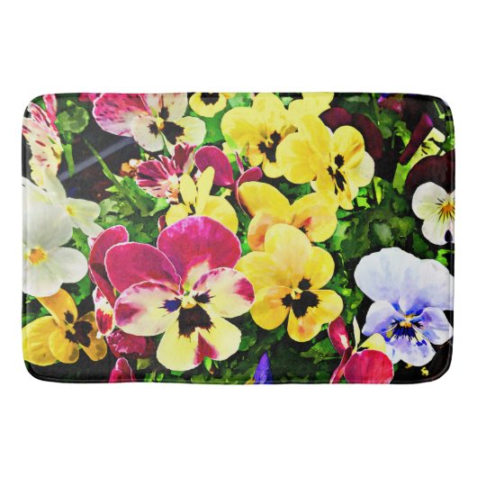 Vlak van gemengde pansies badmat (Voorkant)