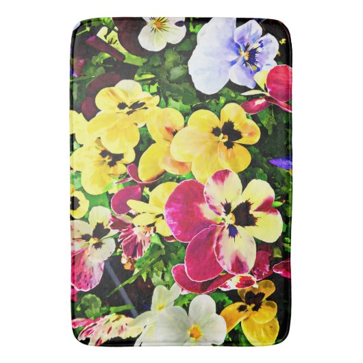 Vlak van gemengde pansies badmat (Voorkant Verticaal)