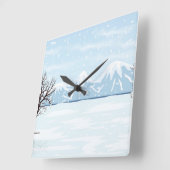 Vlak winterlandschap vierkante klok (Hoek)