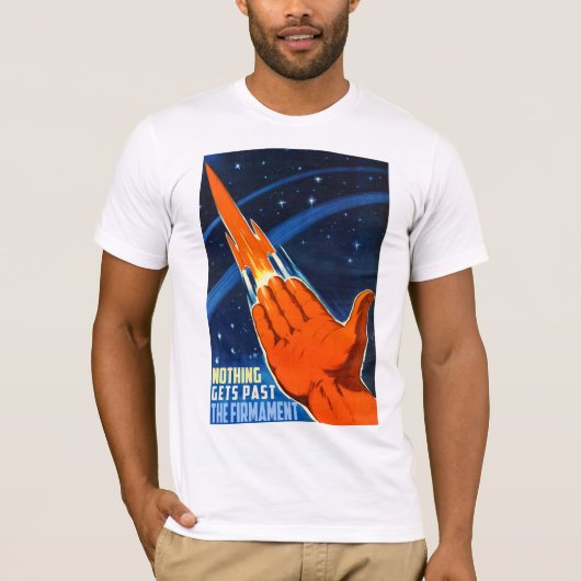 Vlakke aarde - er komt niets uit de Firmament T-shirt (Voorkant)