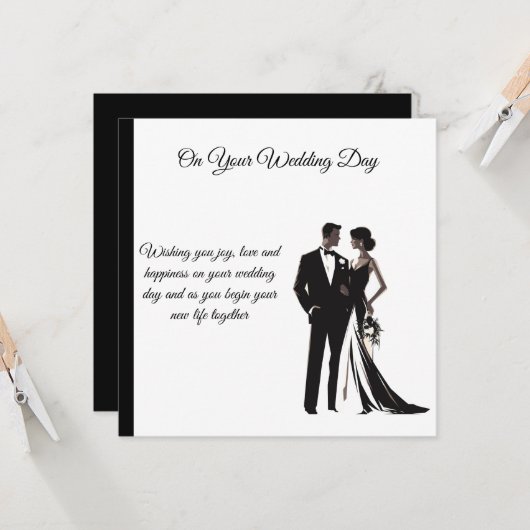 Vlakke Bruiloft Kaart (Voorkant / Achterkant in situ)