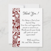 Vlakke Foto Maroon Sjabloon Bruiloft Dank u Kaart (Achterkant)