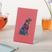 Vlakke gecoate gouden retriever hond reclamebord met voetstuk (Insitu)