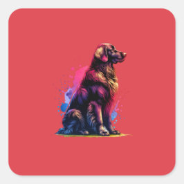 Vlakke gecoate gouden retriever hond vierkante sticker