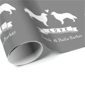 Vlakke Gecoate Retriever Silhouetten Koppel met Te Cadeaupapier (Rol Hoek)