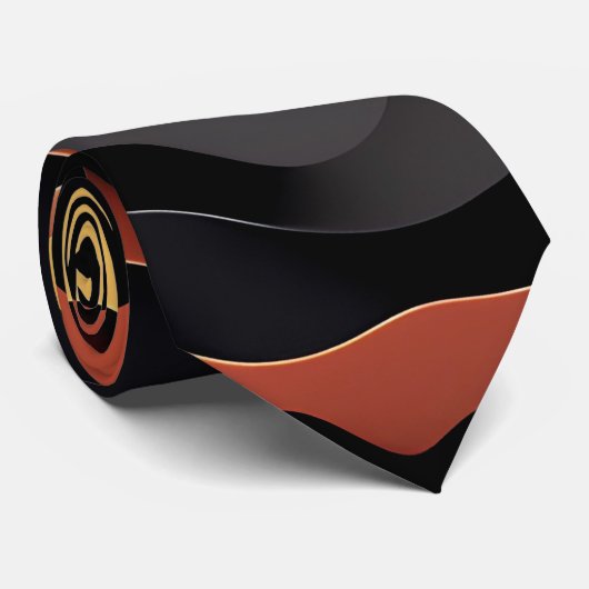 Vlakke golven geel blauw retro geometrisch patroon stropdas (Opgerold)