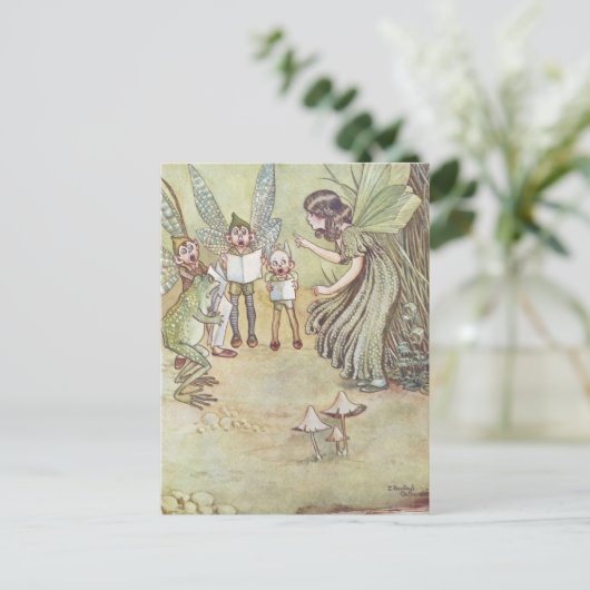  vlakke illustratie, Retro Briefkaart (Staand voorkant)