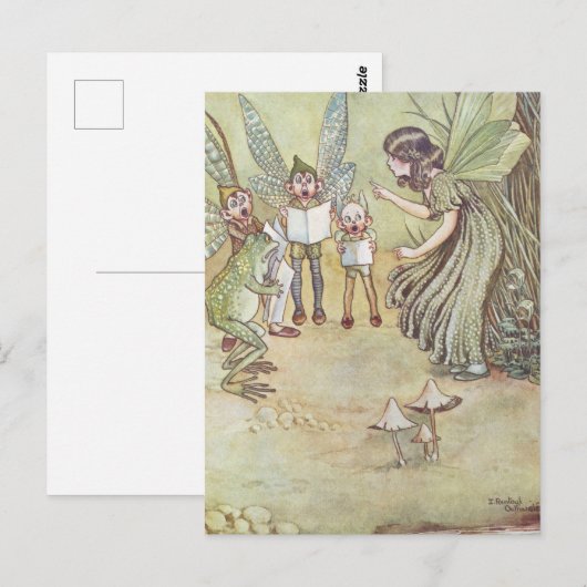 vlakke illustratie, Retro Briefkaart (Voorkant / Achterkant)