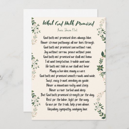 Vlakke Kaart, wat God heeft beloofd Feestdagenkaart (Voorkant / Achterkant)
