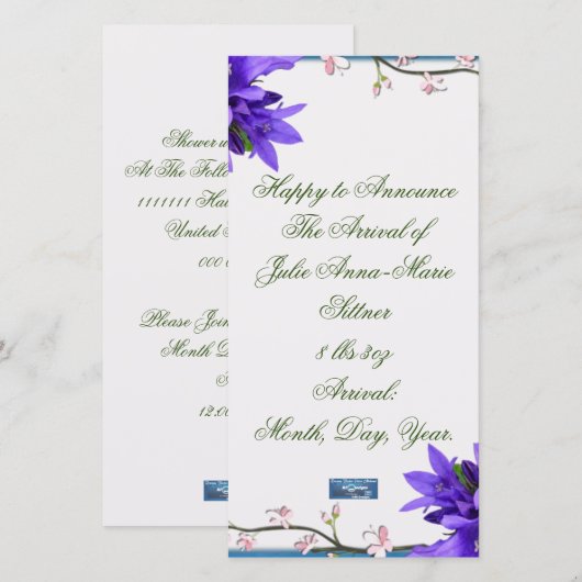 Vlakke Kaarten 8 (PurpleBlossoms) RFPMDesigns ©️20 (Voorkant / Achterkant)