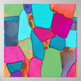 Vlakke Kleur Giftige Corrosie Abstracte Wandtapijt Poster