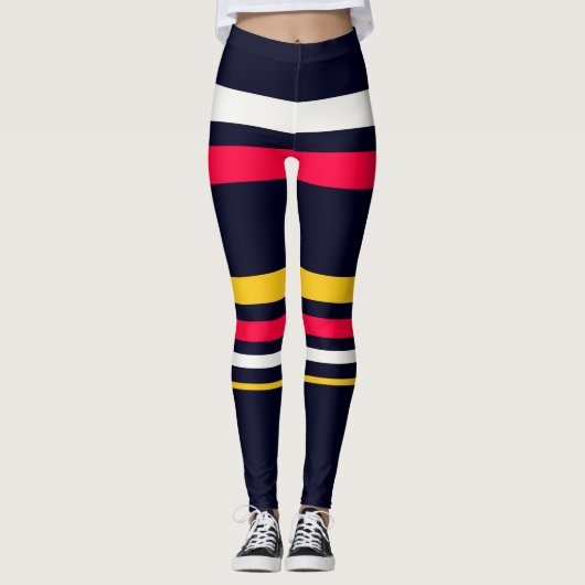 vlakke kleurenstrepen leggings (Voorkant)
