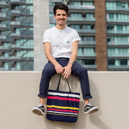 vlakke kleurenstrepen tote bag