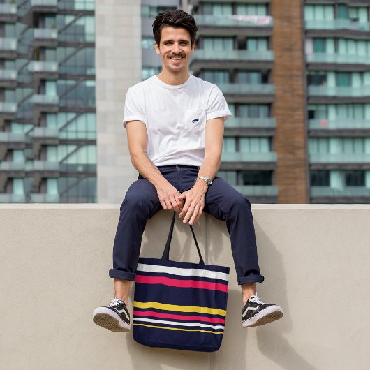 vlakke kleurenstrepen tote bag