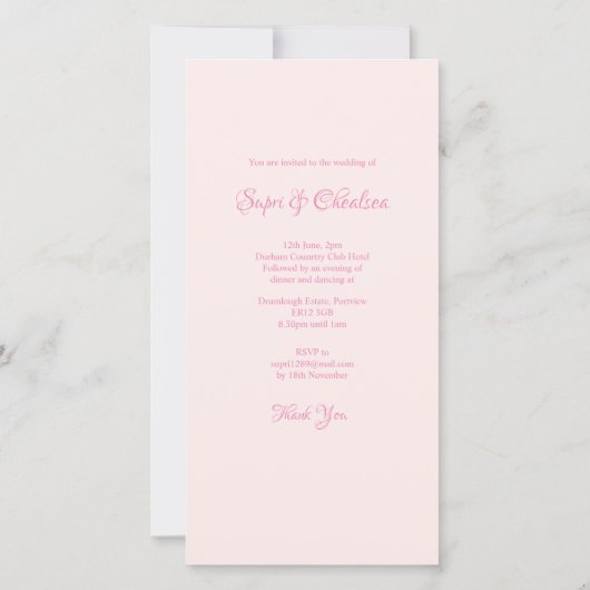 Vlakke lay voor elegante huwelijksuitnodiging (Achterkant)