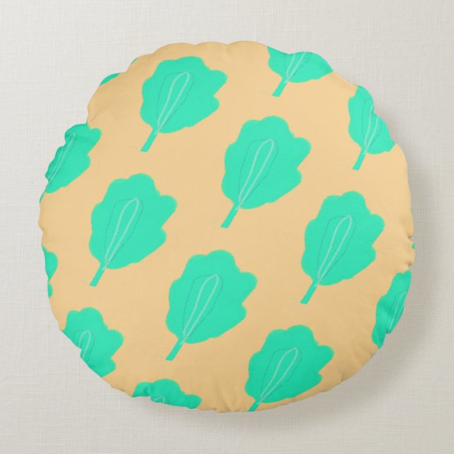 Vlakke mariene bladeren sets Ronde kussen (Voorkant)