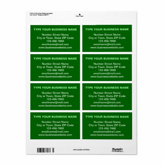 Vlakke Tekst Zakelijk Merk op Groene Verzendlabel (Full Sheet)