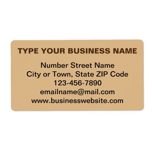 Vlakke tekst zakelijk merk op lichtbruin verpakkin etiket (Voorkant)