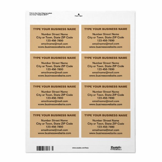 Vlakke tekst zakelijke merk op lichtbruine verzend etiket (Full Sheet)