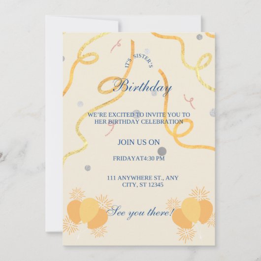 vlakke uitnodiging Grootte: 5 "x 7" (Voorkant)