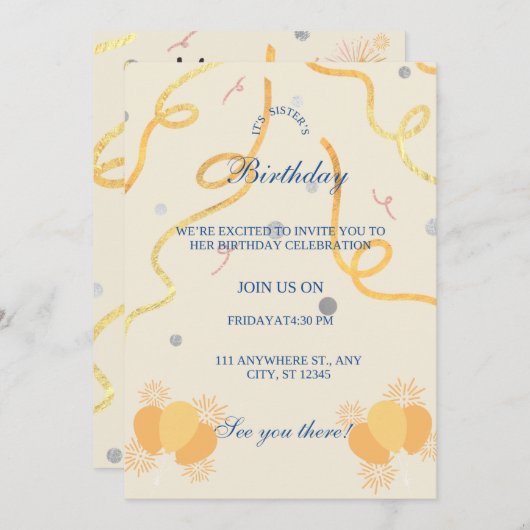 vlakke uitnodiging Grootte: 5 "x 7" (Voorkant / Achterkant)