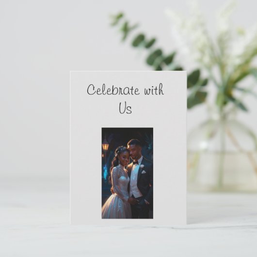 Vlakke Uitnodiging, Grootte: 5"x 7"huwelijkspaar Briefkaart (Staand voorkant)