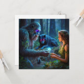 Vlakke wenskaart kaart (Voorkant / Achterkant in situ)