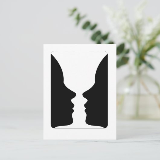 vlakken of vase-illusie van twee vlakken zoals een briefkaart (Staand voorkant)