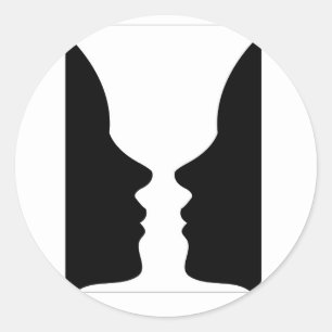 vlakken of vase-illusie van twee vlakken zoals een ronde sticker