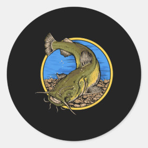 Vlakkop Meerval Vissen Ronde Sticker