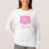 VLAKLOEILADIES PINK EN WITTE HOODIE T-SHIRT (Voorkant)