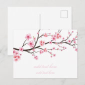 VLAKTE AANKONDIGINGSPOSTKAART : SAKURA-BLOEI FEESTDAGENKAART (Voorkant / Achterkant)
