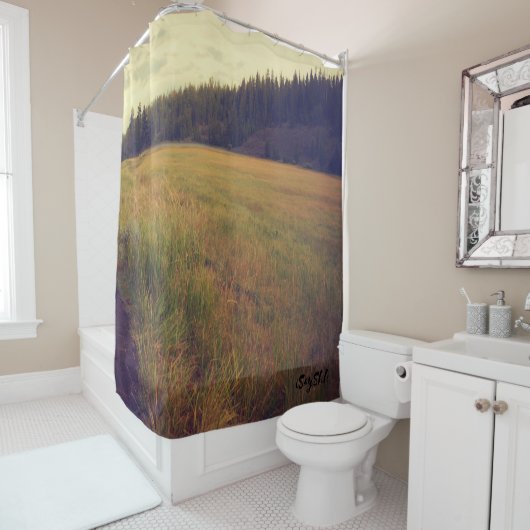 vlakte en bos douchegordijn (In situ)