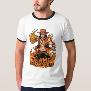 Vlam Commandant Piraat Actie Kunst T-shirt