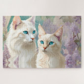 Vlam en Lila Lynx Point Siamese Portrait Art Legpuzzel (Horizontaal)