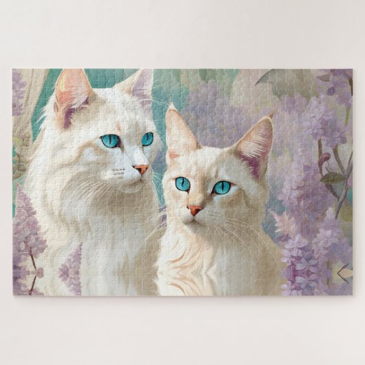 Vlam en Lila Lynx Point Siamese Portrait Art Legpuzzel (Horizontaal)