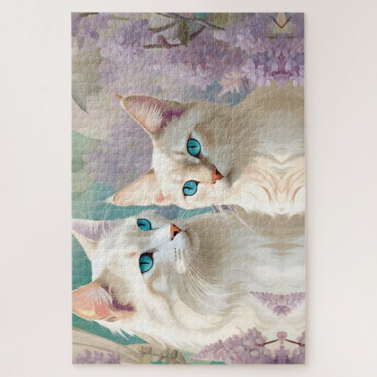 Vlam en Lila Lynx Point Siamese Portrait Art Legpuzzel (Verticaal)