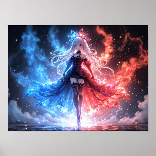 Vlam en Vorst meisje elementaire harmonie Poster (Voorkant)
