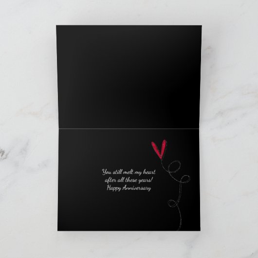 vlam op ijs hart met rozen jubileum feestdagen kaart (Binnen)