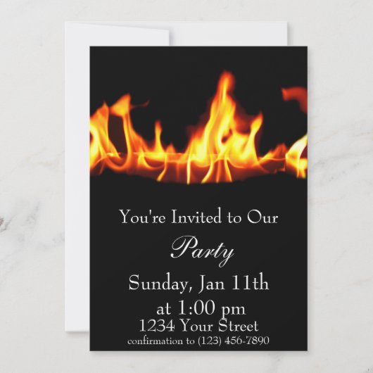 vlam op vuur feestje uitnodigen kaart (Voorkant)