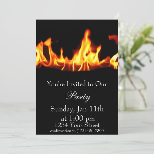 vlam op vuur feestje uitnodigen kaart (Staand voorkant)