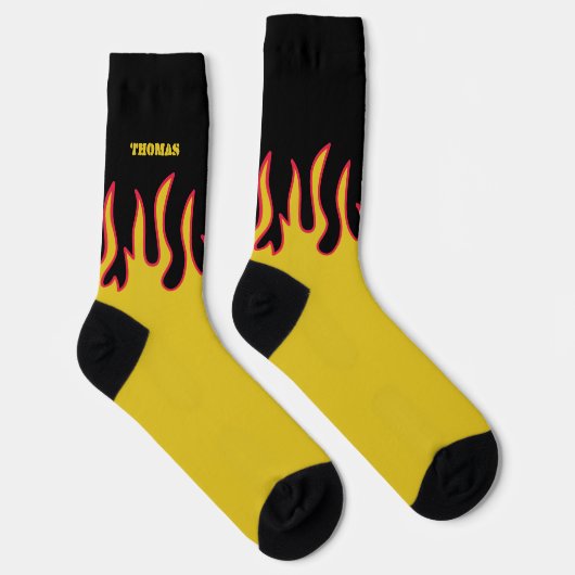 Vlam Socks Persoonlijk Geel en Zwart Sokken (Rechts)