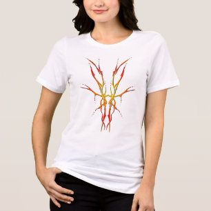 Vlam Stam Herten Schedel Jacht Ontwerp Tri-Blend Shirt