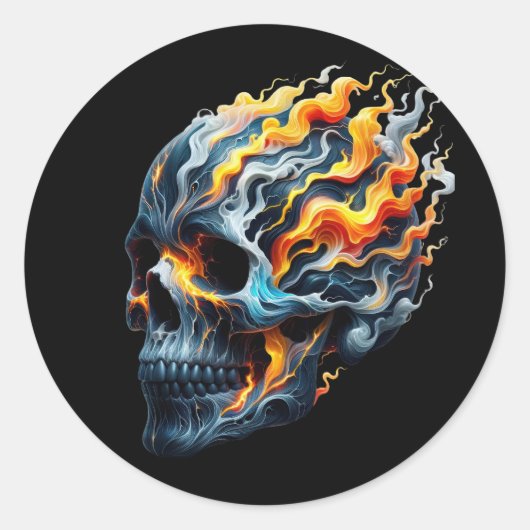 Vlam vortex schedel ronde sticker (Voorkant)